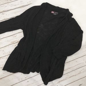 Women's Black Cardigan Open Front 3/4 Sleeve